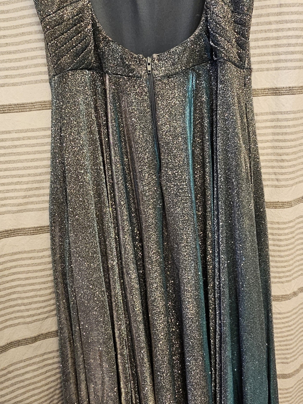 Windsor Silver Metallic Sparkle Prom Dress